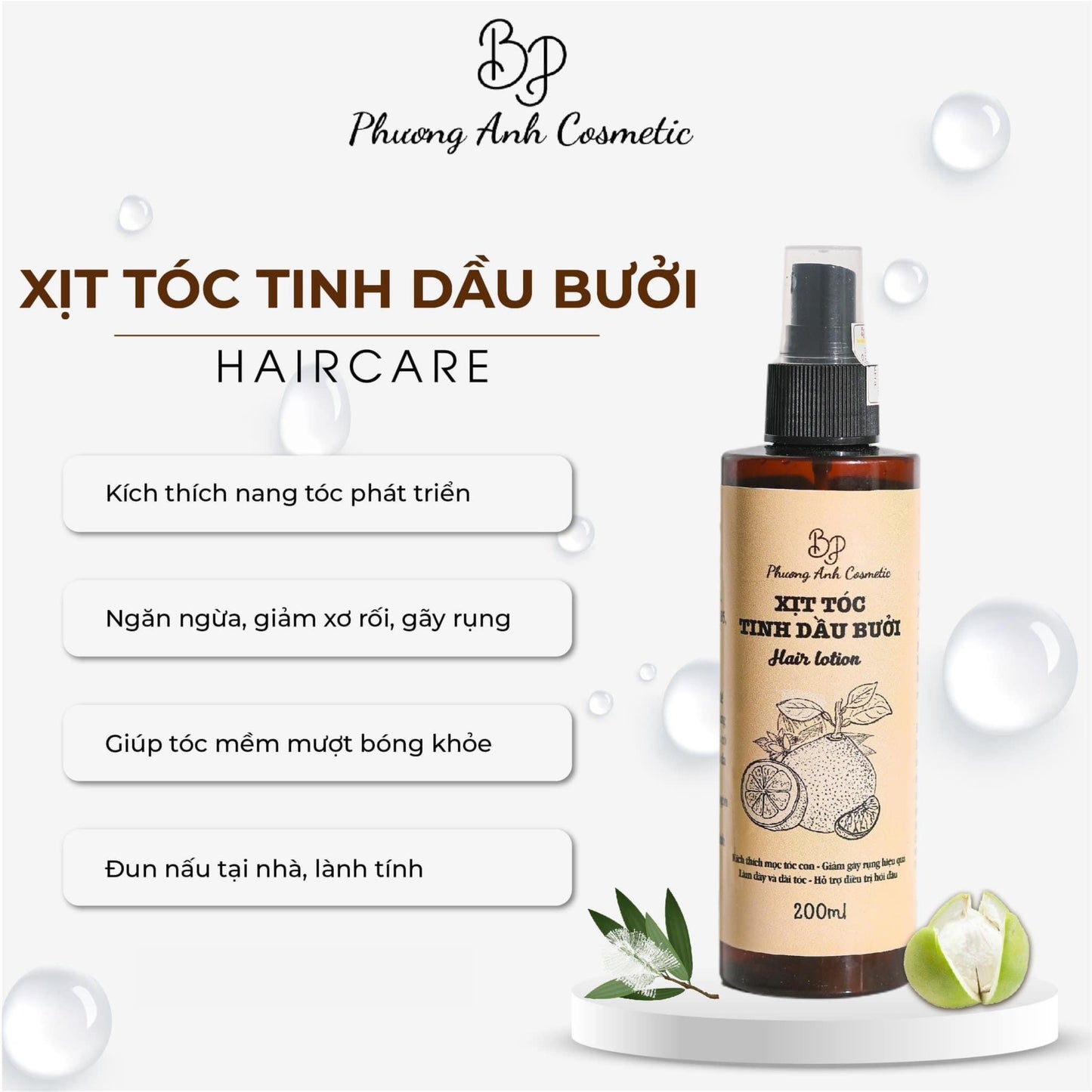 Xịt Kích Mọc Tóc Tinh Dầu Bưởi - Pomelo Hair Growth Spray 200ml